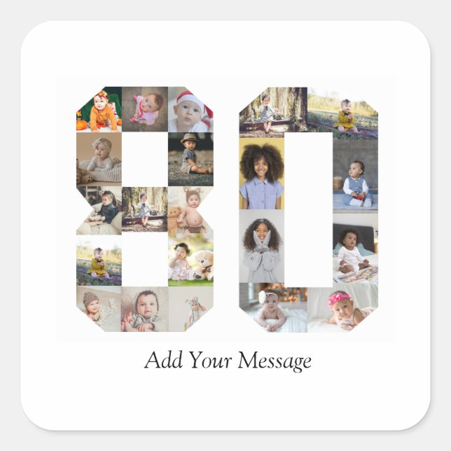 Adesivo Quadrado Colagem de Fotos Número 80 (Frente)