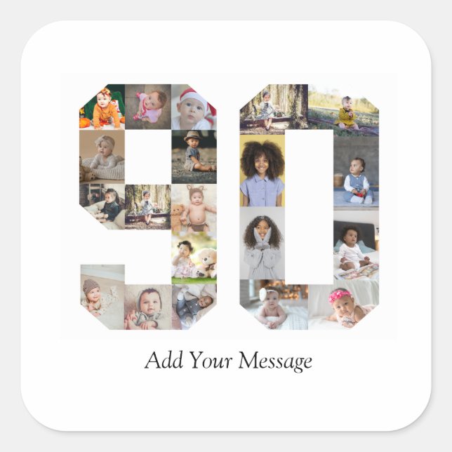 Adesivo Quadrado Colagem de Fotos Número 90 (Frente)