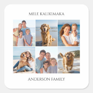 Adesivo Quadrado Colagem de Fotos Personalizada Mele Kalikimaka