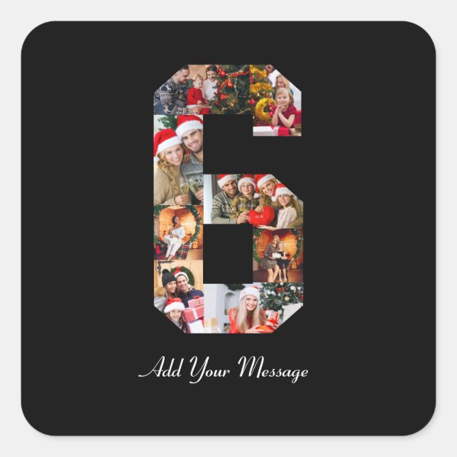 Adesivo Quadrado Colagem de Fotos Preta e Branco Número 6 (Frente)