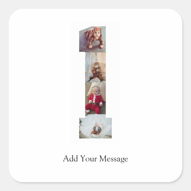 Adesivo Quadrado Colagem de Fotos Preto e Branco Número 1 (Frente)