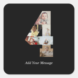 Adesivo Quadrado Colagem de Fotos Preto e Branco Número 4