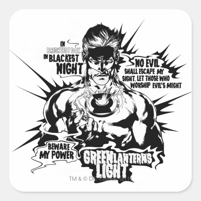 Adesivo Quadrado Colagem de Texto Lanterna Verde (Frente)