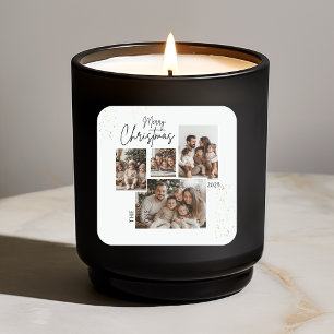 Adesivo Quadrado "Colagem Personalizada de Quatro Fotos de Natal Fe