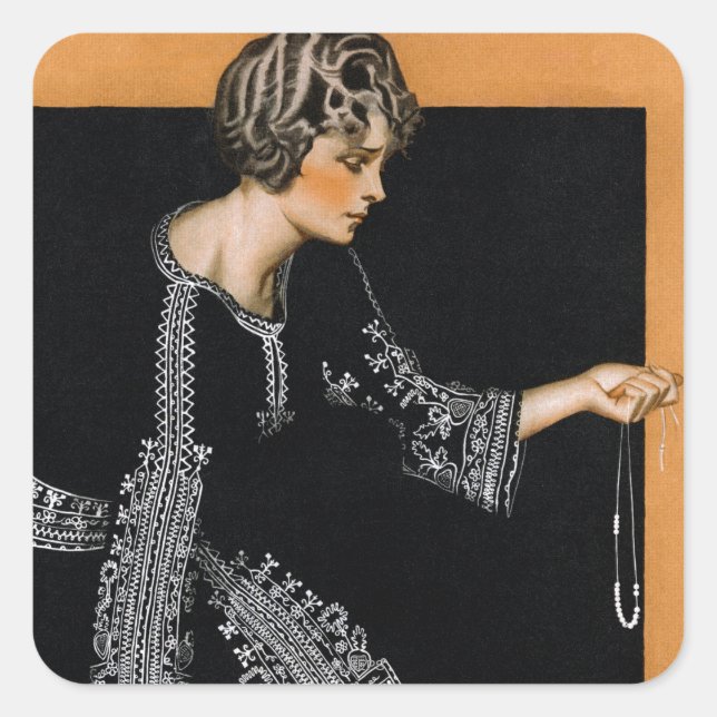 Adesivo Quadrado Colar das Pérolas Quebradas (Frente)