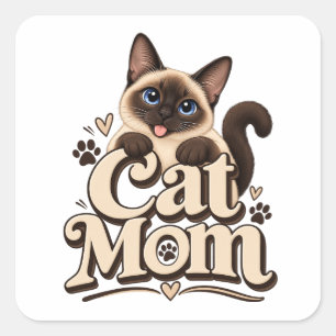 Adesivo Quadrado Colar Mãe de Gato Presente Engraçado Amantes d