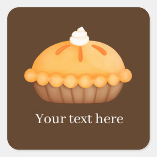 Adesivo Quadrado Colar torta de abóbora sazonal adicionar texto Vi
