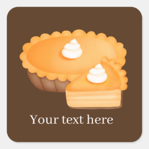 Adesivo Quadrado Colar torta de abóbora sazonal adicionar texto Vi