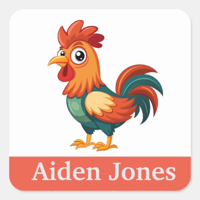 Adesivo Quadrado Colas personalizadas coloridas (Frente)