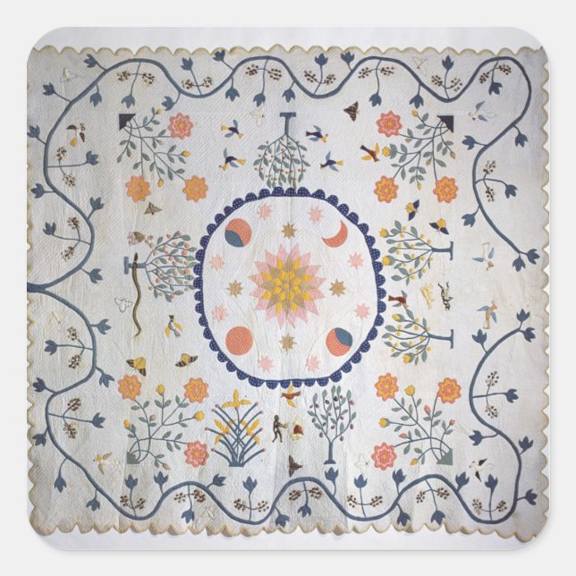 Adesivo Quadrado Colcha Única com Sol, Lua, Estrelas (Frente)