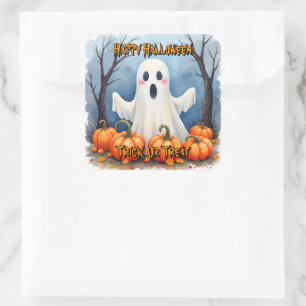 Adesivo Quadrado Coleção Assustadora de Halloween Moderna Fofa