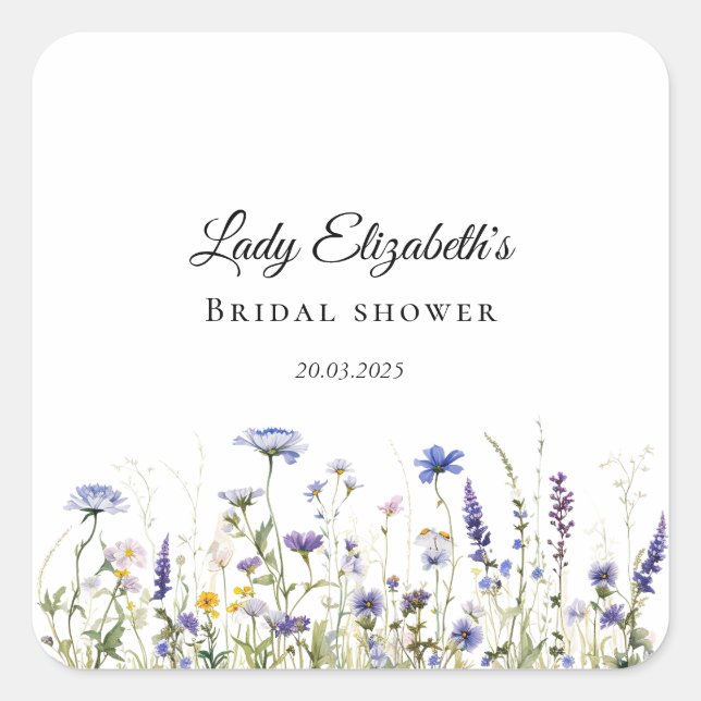 Adesivo Quadrado Coleção Bridal Blue Wildflower (Frente)