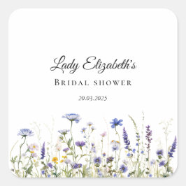 Adesivo Quadrado Coleção Bridal Blue Wildflower