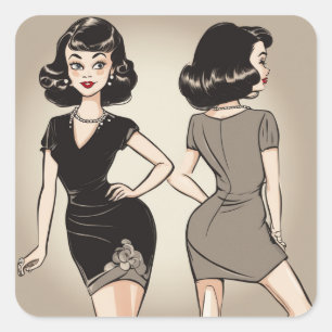 Adesivo Quadrado Coleção Chic Retro LBD Sticker