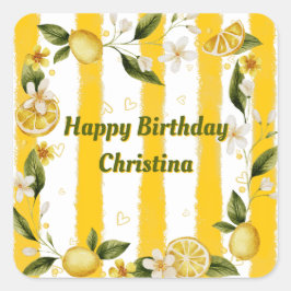 Adesivo Quadrado Coleção de Festas de aniversário Sticker Summer