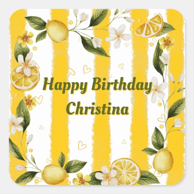 Adesivo Quadrado Coleção de Festas de aniversário Sticker Summer (Frente)