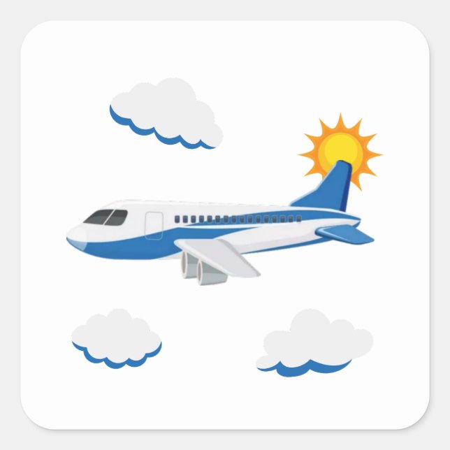 Adesivo Quadrado Coleção de Festas de Aviões! (Frente)