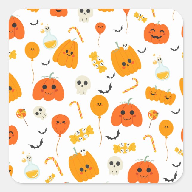 Adesivo Quadrado Coleção de Festas de Halloween! (Frente)