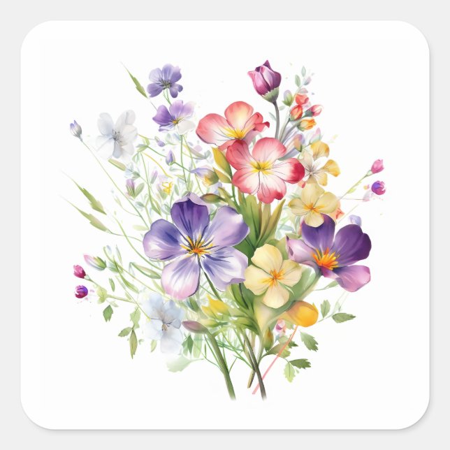Adesivo Quadrado coleção de flores (Frente)