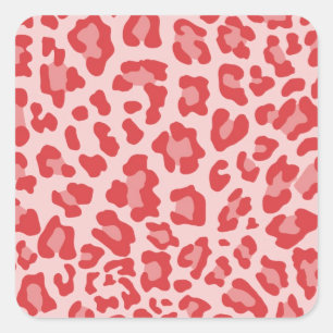 Adesivo Quadrado Coleção de Impressão Rainbow Leopardo - Vermelho