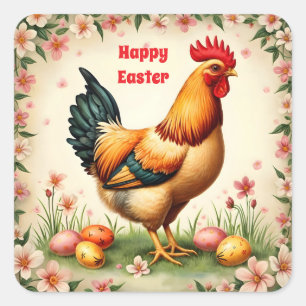 Adesivo Quadrado Coleção de Páscoas de bandeja de feriado de páscoa