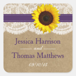 Adesivo Quadrado Coleção Kraft, Lace & Sunflower - Roxo