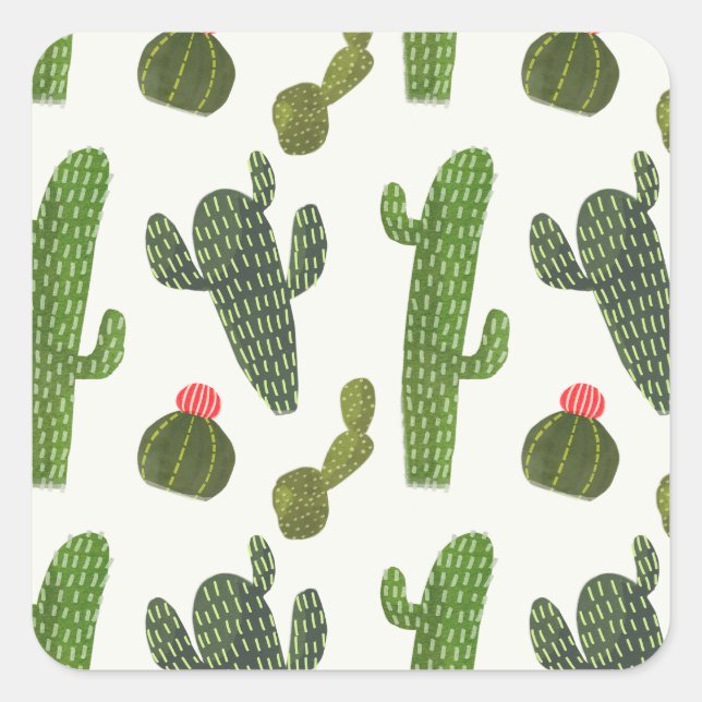 Adesivo Quadrado Coleção Llamarama | Cute Cactus (Frente)
