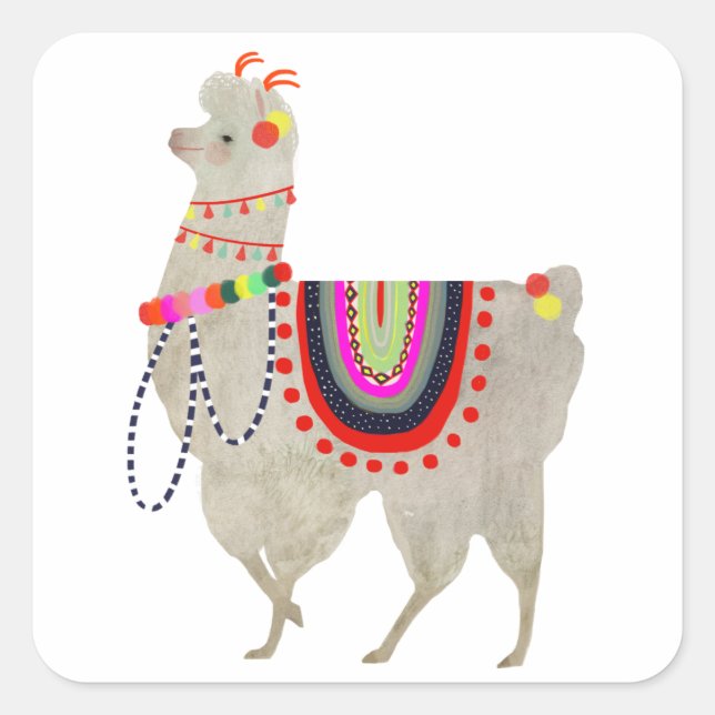 Adesivo Quadrado Coleção Llamarama | Llamas de Cute (Frente)