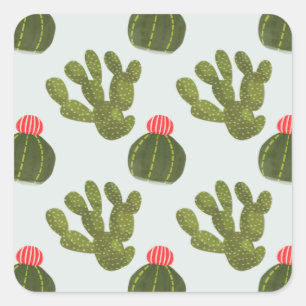Adesivo Quadrado Coleção Llamarama   Padrão Cactus Cute