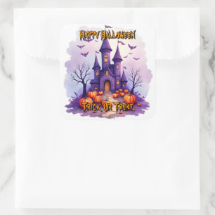 Adesivo Quadrado Coleção Moderna de Halloween Assustadora e Fofa