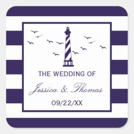 Adesivo Quadrado Coleção Náutica De Casamentos De Faróis
