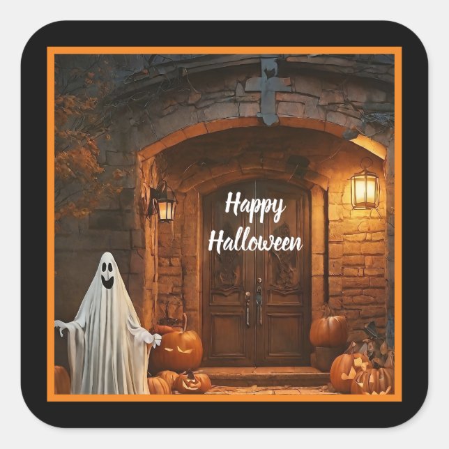 Adesivo Quadrado Coleção Spooky Ghost Halloween (Frente)