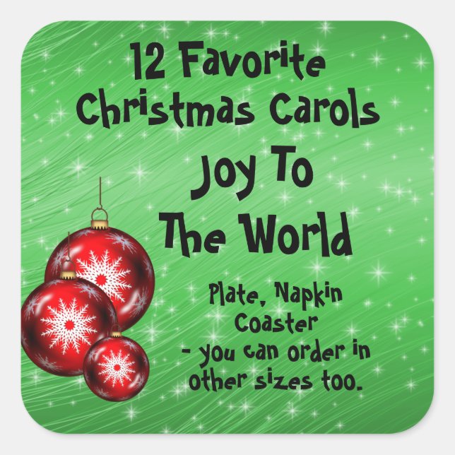 Adesivo Quadrado Coleção Sticker 12 Carols Favoritos - 10 (Frente)