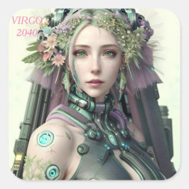 Adesivo Quadrado Coleção Zodiótica Virgo Futurística