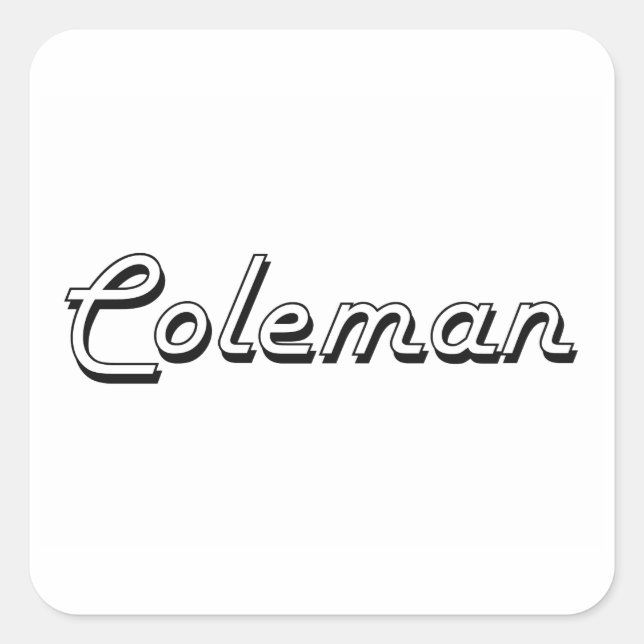 Adesivo Quadrado Coleman Classic Retro Name Design (Frente)