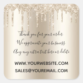 Adesivo Quadrado Coleta de Champanhe Glitter Agradeço a sua empresa