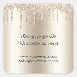 Adesivo Quadrado Coleta de Champanhe Glitter Agradeço a sua empresa