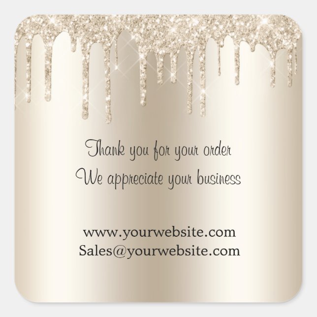 Adesivo Quadrado Coleta de Champanhe Glitter Agradeço a sua empresa (Frente)