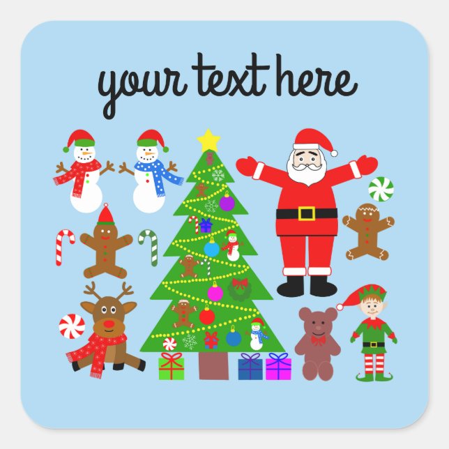 Adesivo Quadrado Coleta de Natal 3 Stickers (Frente)