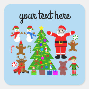 Adesivo Quadrado Coleta de Natal 3 Stickers