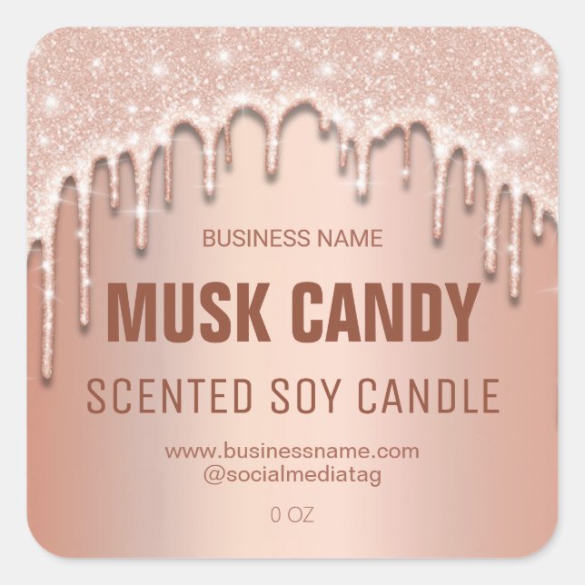 Adesivo Quadrado Coleta de Rosa de Lâmpada Dourada de Soja (Frente)