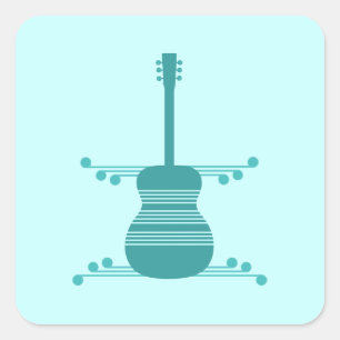 Adesivo Quadrado Coletes de Violão Retro, Teal