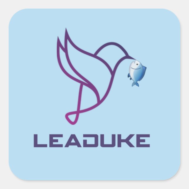 Adesivo Quadrado Coletor de Logotipo Leaduke Bird (Frente)