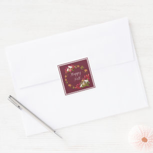 Adesivo Quadrado Colheita de outono natureza com texto personalizáv