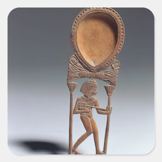 Adesivo Quadrado Colhera plástica com uma figura lutenista, New Ki (Frente)