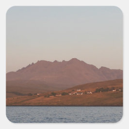 Adesivo Quadrado Colinas Cuillin Pôr do Sol Vermelho Skye Terras Al