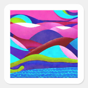 Adesivo Quadrado Colinas oceânicas coloridas