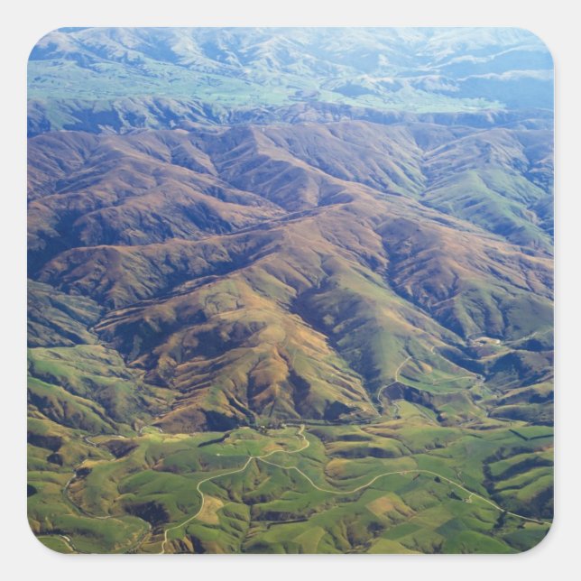 Adesivo Quadrado Colinas rolantes na região sudoeste da Nova Zelând (Frente)