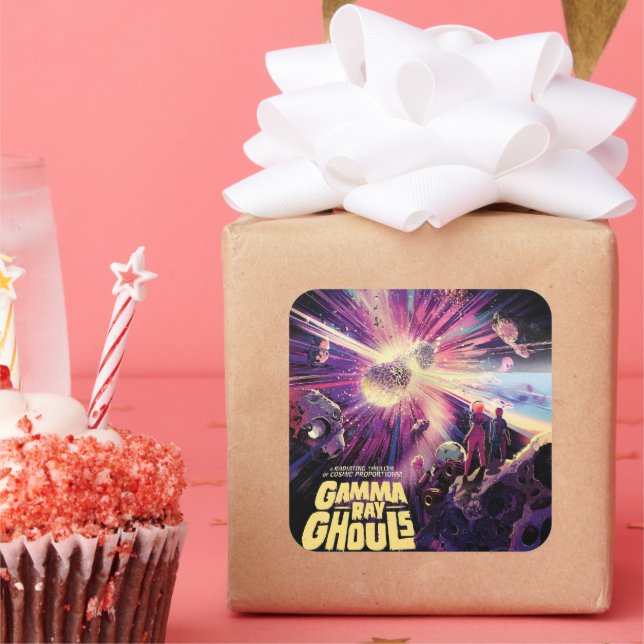 Adesivo Quadrado Colisão Cósmica de Kilonova Ray Burst Pulsares Gam (Festa)