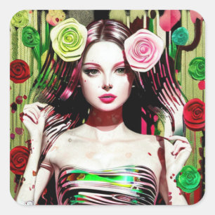 Adesivo Quadrado Collage Art Ai, Abstrato bonito